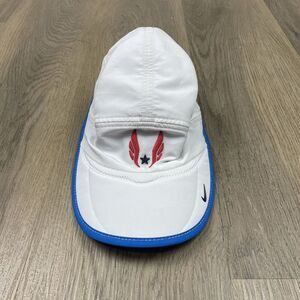 USA Track & Field Hat Cap Strap Back White Blue Nike Mens Olympic Running